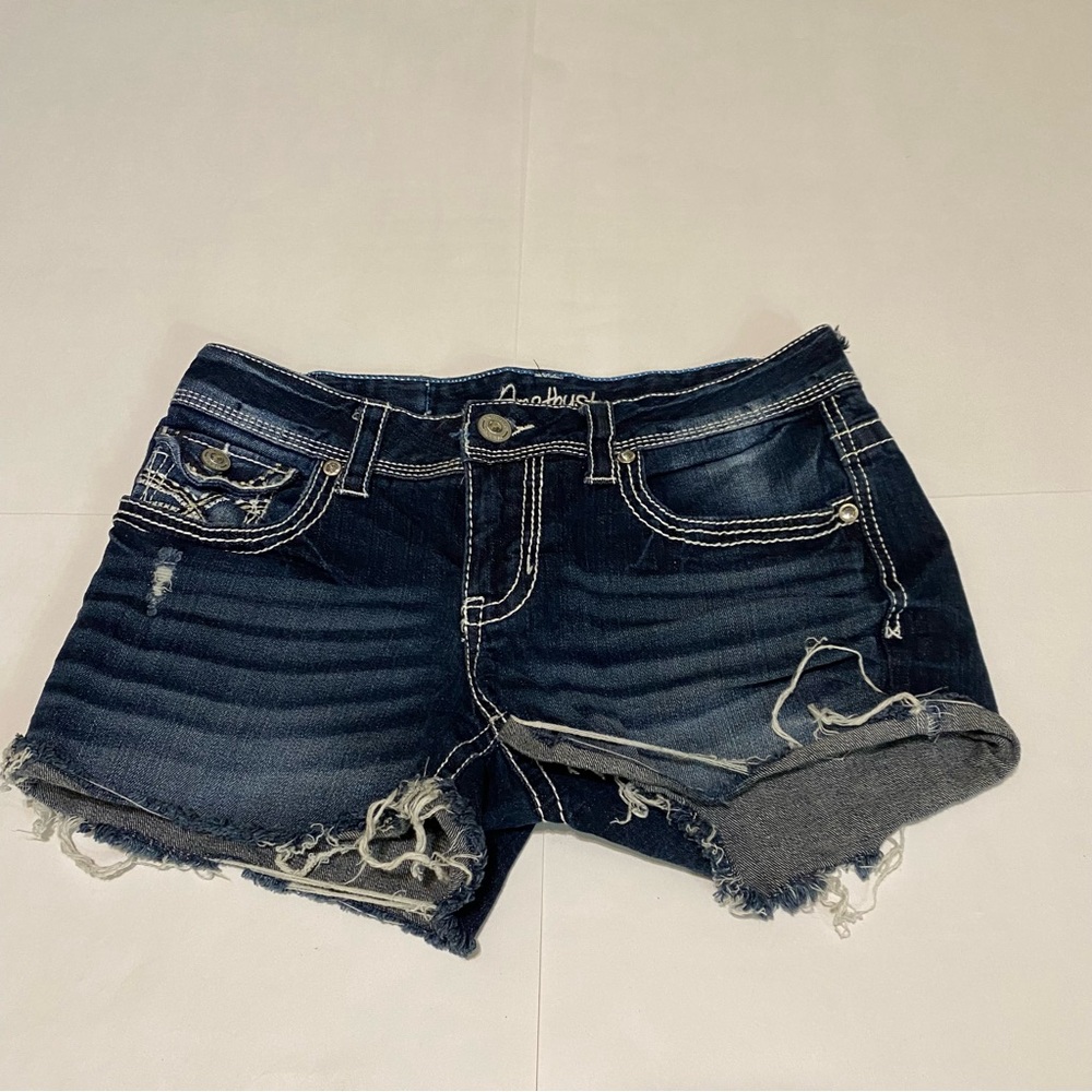 Amethyst Jeans Blue Jean Shorts with Distressed Details